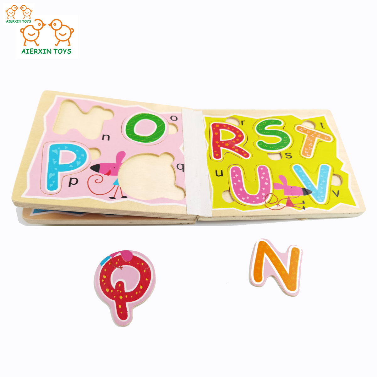 #80145 Wooden Educational Baby Children′s Spelling Words English Alphabet Wooden Puzzle Book