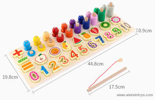 #82068 Wooden Educational Fishing Game with Numbers with Fruits
